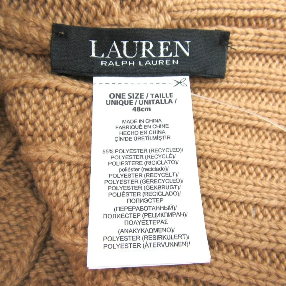 Lauren Ralph Lauren Crest-Patch Pom Pom Cable-Knit Beanie NEW - Picture 9 of 11
